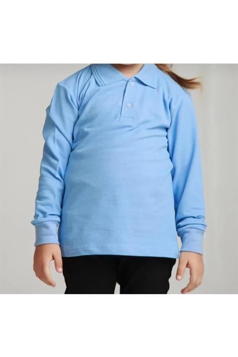 Unisex çocuk uzun kollu polo yaka tshirt
