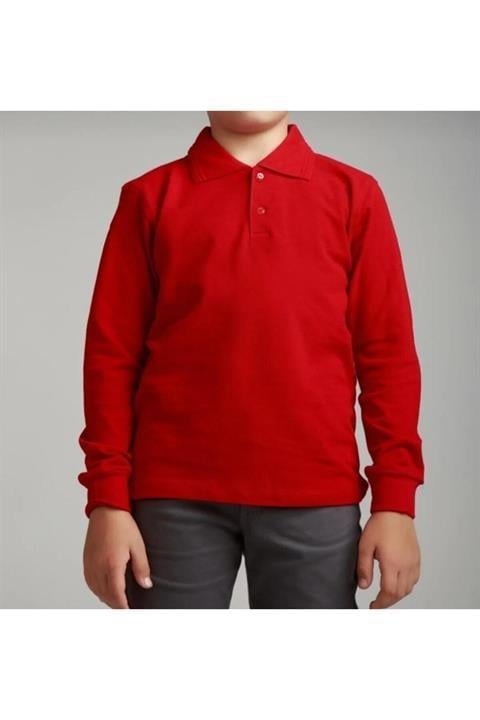 Unisex çocuk uzun kollu polo yaka tshirt