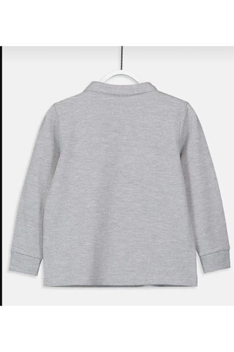 Unisex çocuk uzun kollu polo yaka tshirt