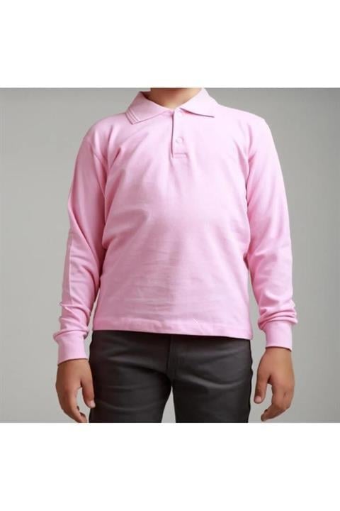 Unisex çocuk uzun kollu polo yaka tshirt
