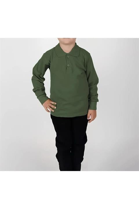 Unisex çocuk uzun kollu polo yaka tshirt