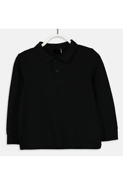 Unisex çocuk uzun kollu polo yaka tshirt