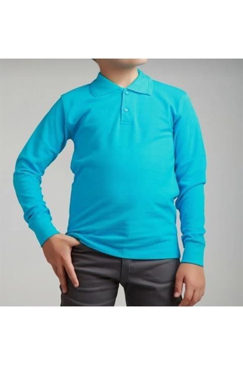 Unisex çocuk uzun kollu polo yaka tshirt