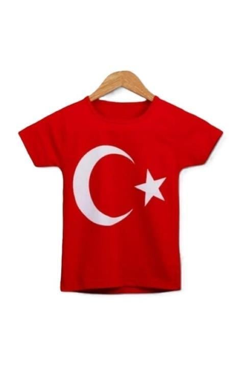 Unısex Kısa Kol Çocuk Bayrak Ay Yıldızlı 23 Nisan 29 Ekim 10 Kasım Gösteri Özel T-shırt