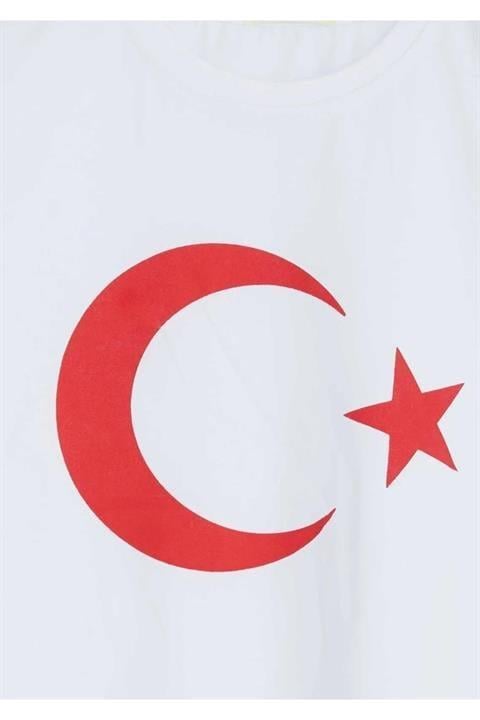 Unısex Kısa Kol Çocuk Bayrak Ay Yıldızlı 23 Nisan 29 Ekim 10 Kasım Gösteri Özel T-shırt