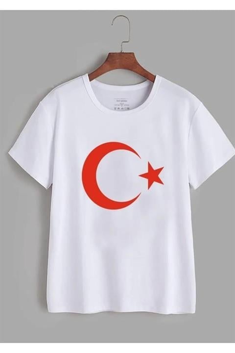 Unısex Kısa Kol Çocuk Bayrak Ay Yıldızlı 23 Nisan 29 Ekim 10 Kasım Gösteri Özel T-shırt