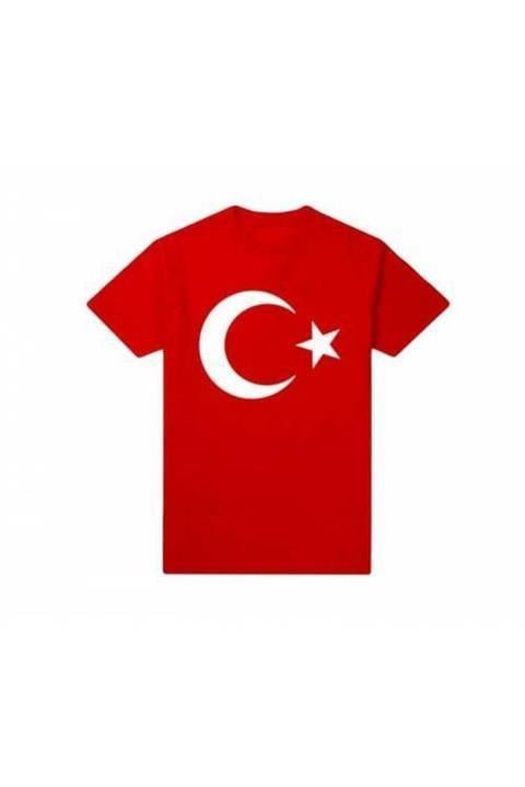 Unısex Kısa Kol Çocuk Bayrak Ay Yıldızlı 23 Nisan 29 Ekim 10 Kasım Gösteri T-shırt