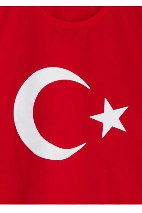Unısex Kısa Kol Çocuk Bayrak Ay Yıldızlı 23 Nisan 29 Ekim 10 Kasım Gösteri Özel T-shırt
