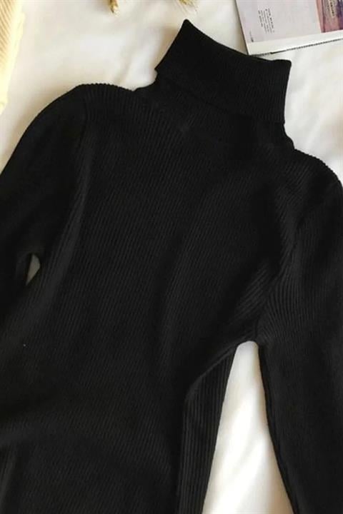 Unisex Pudra Pamuklu Kumaş Balıkçı Yaka Kaşkorse Şardonlu Pamuklu Slimfit Boğazlı Kazak