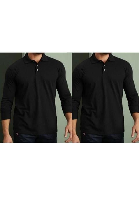 Unisex Uzun Kollu Polo Yaka Çocuk Okul Tshirt 2 Adet