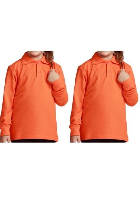 Unisex Uzun Kollu Polo Yaka Çocuk Okul Tshirt 2 Adet