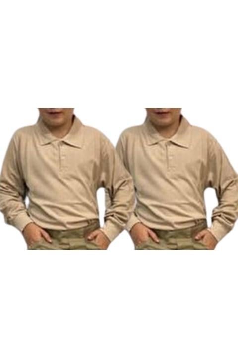Unisex Uzun Kollu Polo Yaka Çocuk Okul Tshirt 2 Adet