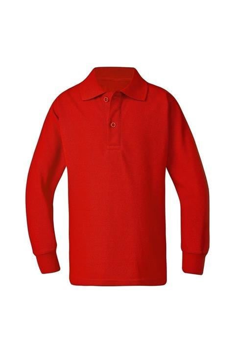Unisex Uzun Kollu Polo Yaka Pamuklu Okul T-shirt
