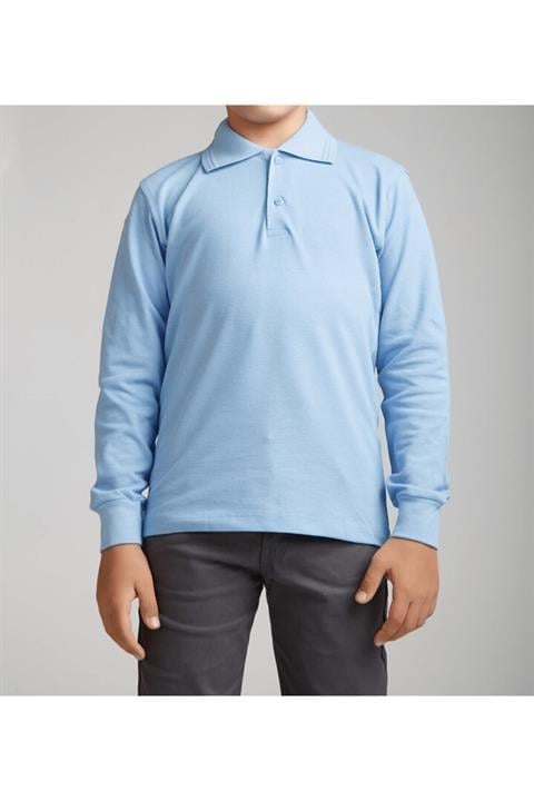 Uzun Kollu Koyu Yeşil Genç Boy Lise Okul Lakos Polo Yaka T-shirt
