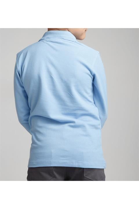 Uzun Kollu Koyu Yeşil Genç Boy Lise Okul Lakos Polo Yaka T-shirt