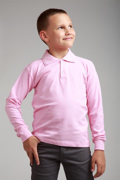 Uzun Kollu Polo Yaka Pembe Penye