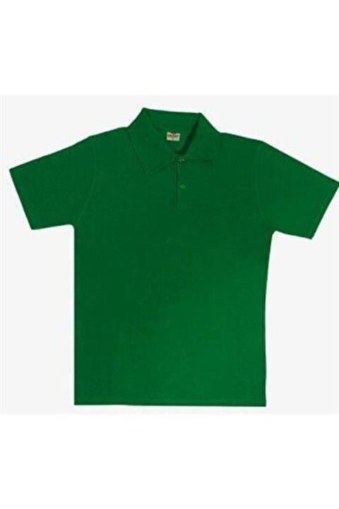 Yeşil Unısex Penye Polo Yaka Okul Tişörtü