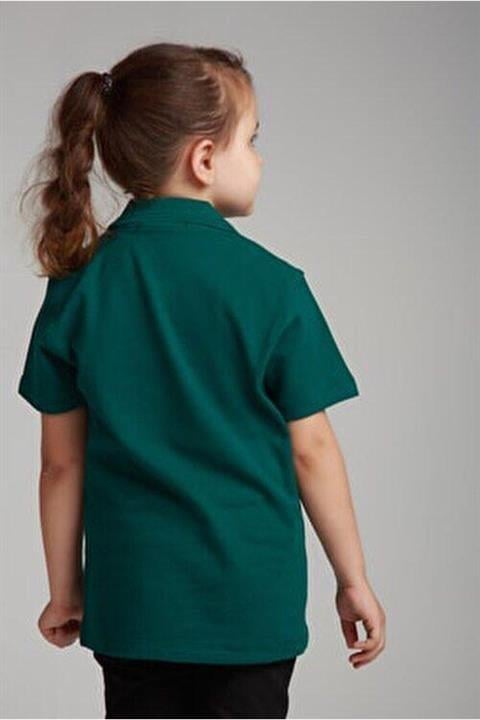 Yeşil Unısex Penye Polo Yaka Okul Tişörtü