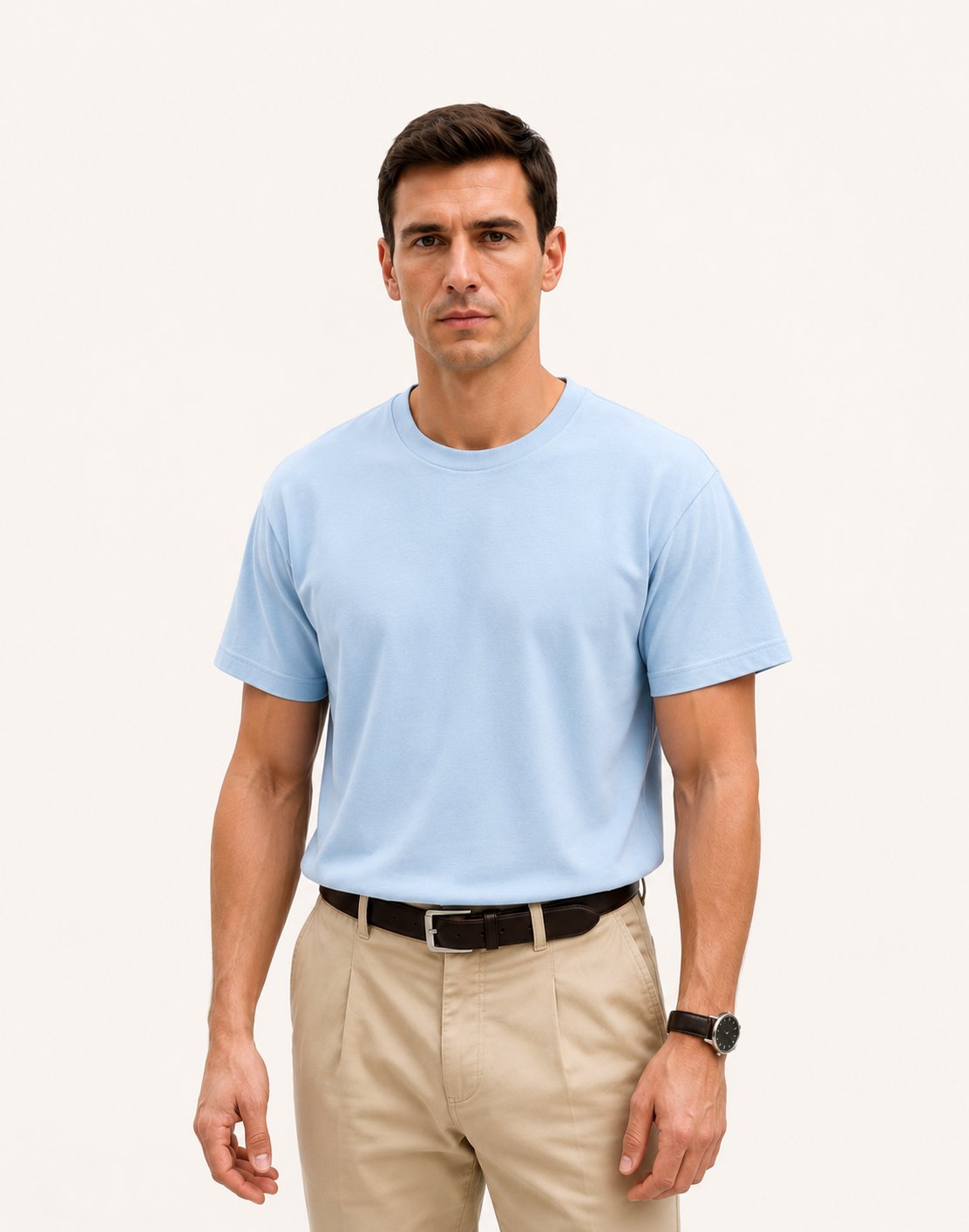 Bisiklet Yaka Kısa Kollu Modal Mavi Basic T-shirt