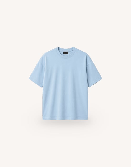 Bisiklet Yaka Kısa Kollu Modal Mavi Basic T-shirt