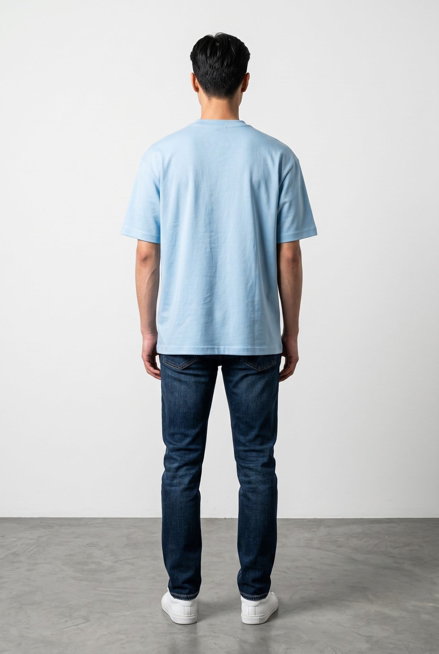 Bisiklet Yaka Kısa Kollu Modal Mavi Basic T-shirt