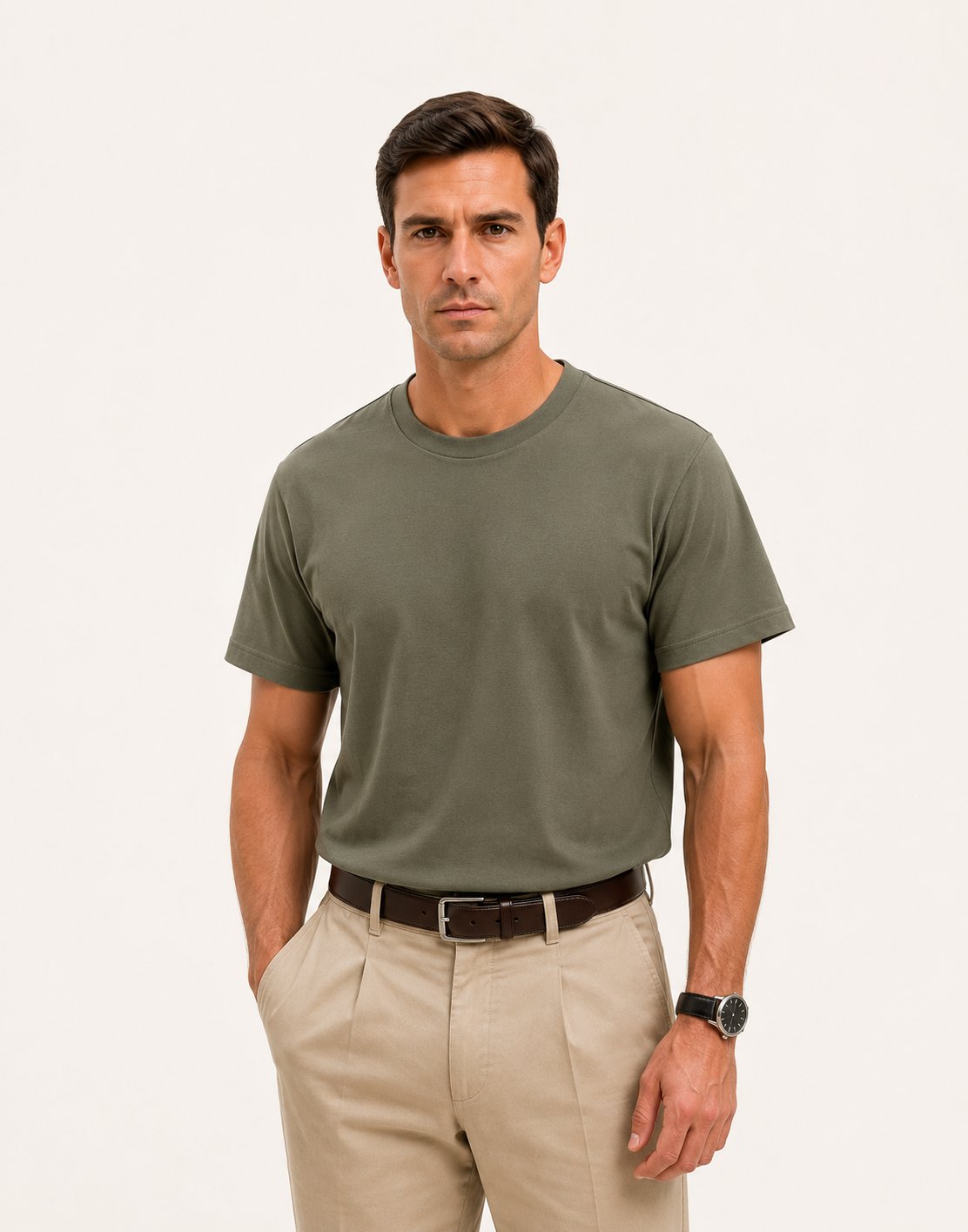 Bisiklet Yaka Kısa Kollu Modal Yeşil Basic T-shirt