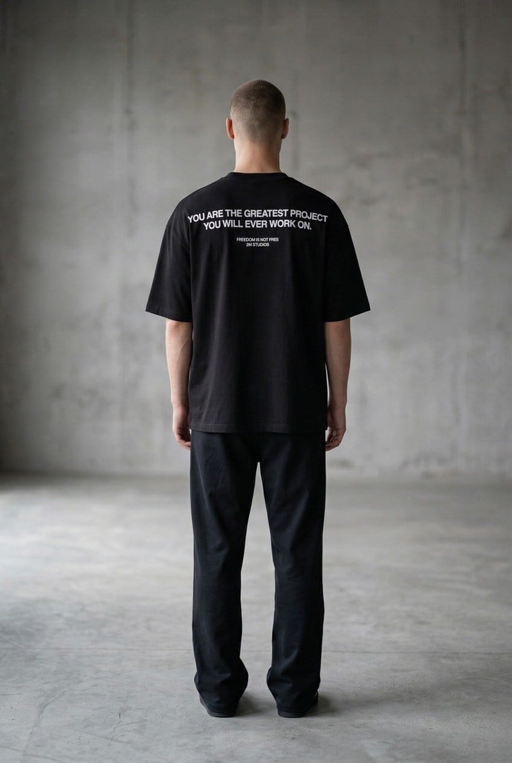 Kısa Kollu Baskılı Siyah T-shirt