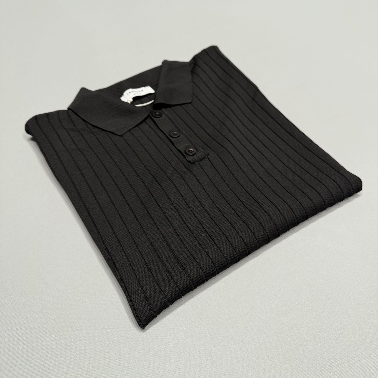Normal Kalıp Şerit Desenli Siyah Polo Yaka T-shirt