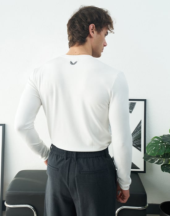 Uzun Kollu Beyaz Basic T-shirt