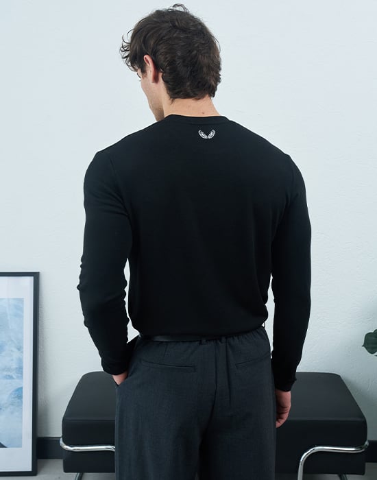 Uzun Kollu Siyah Basic T-shirt
