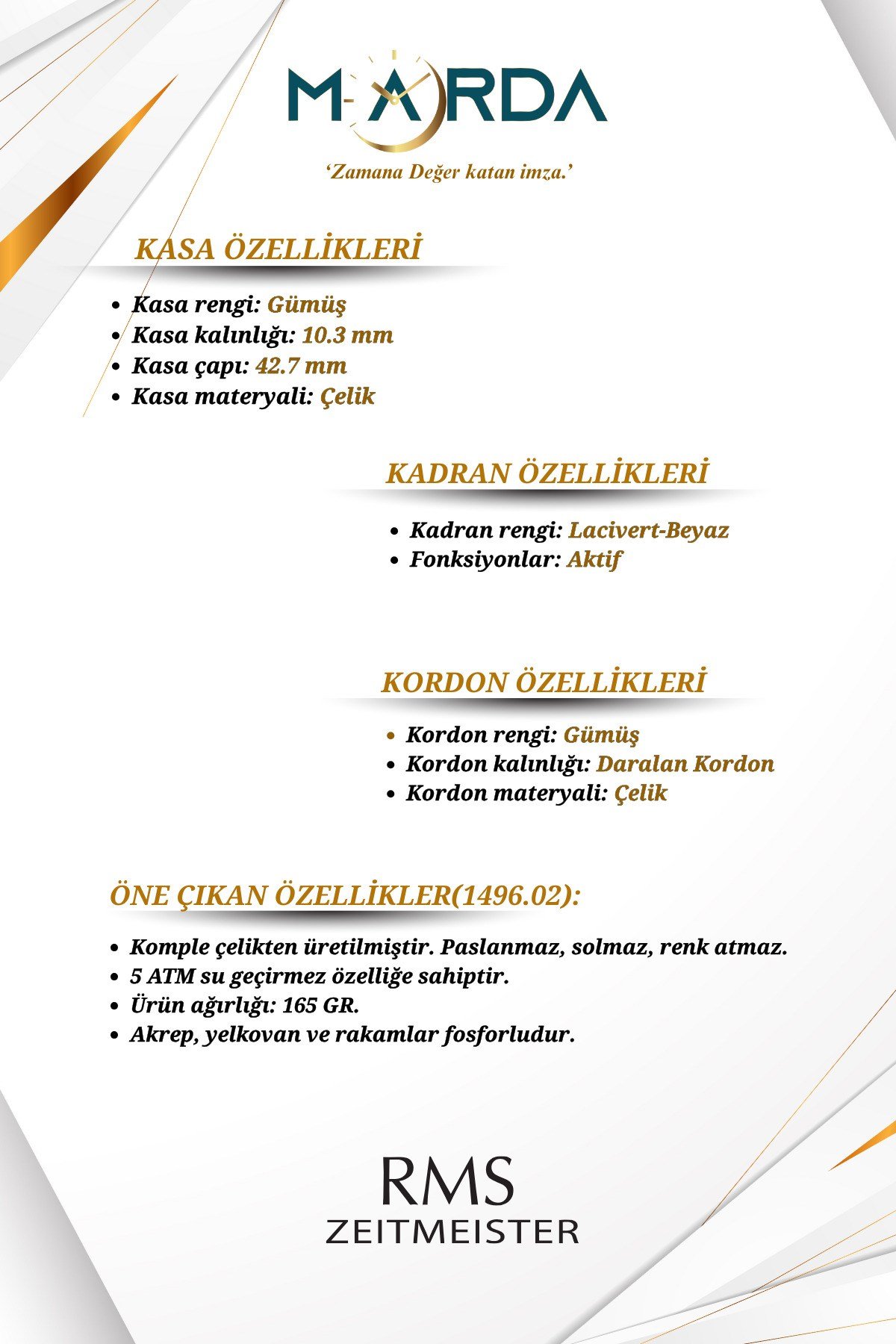 Fonksiyonlu Gümüş-Lacivert Renk Çelik Kordon Çelik Kasa Erkek Kol Saati 1496.02MR