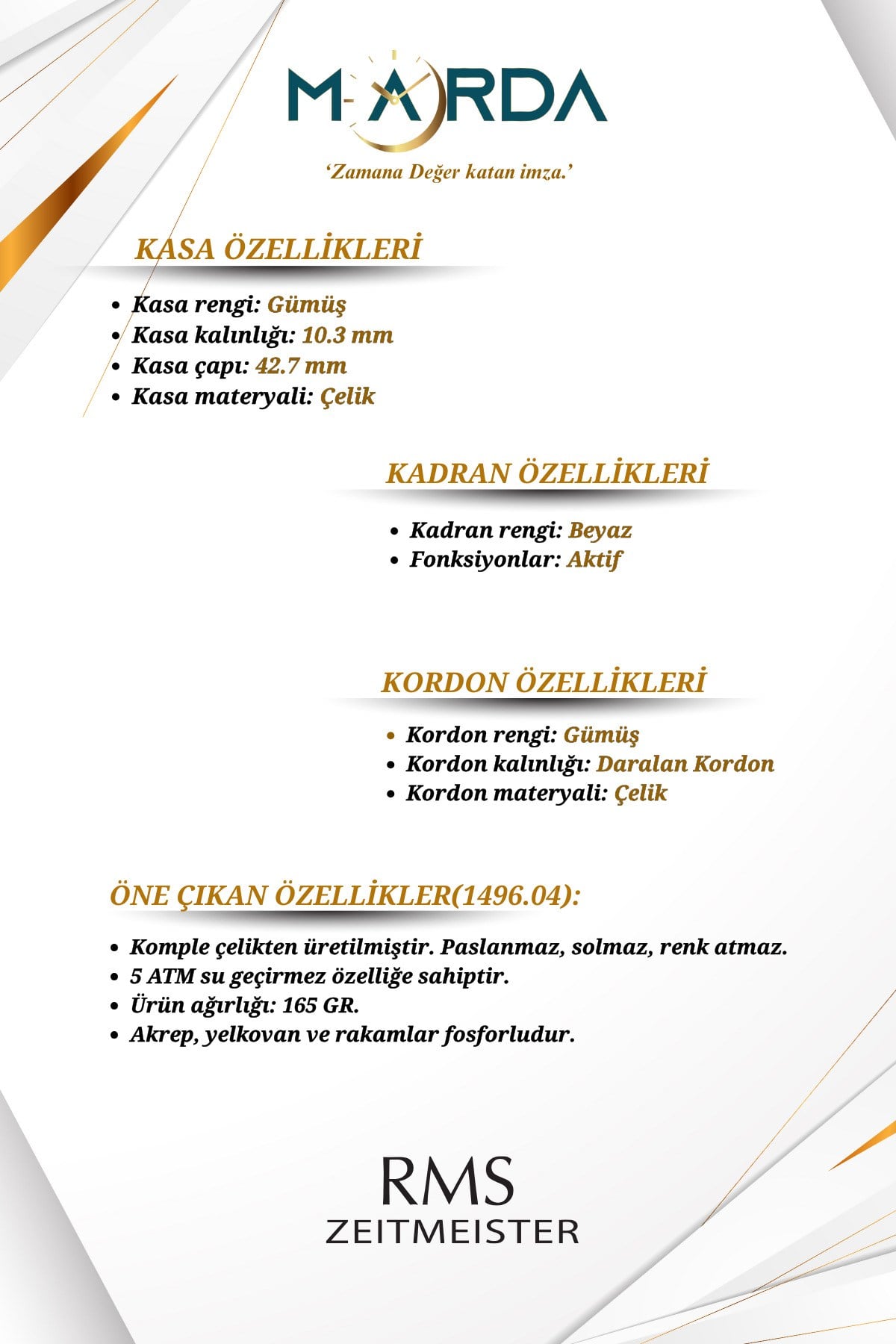 Fonksiyonlu Gümüş Renk Çelik Kordon Çelik Kasa Erkek Kol Saati 1496.04MR