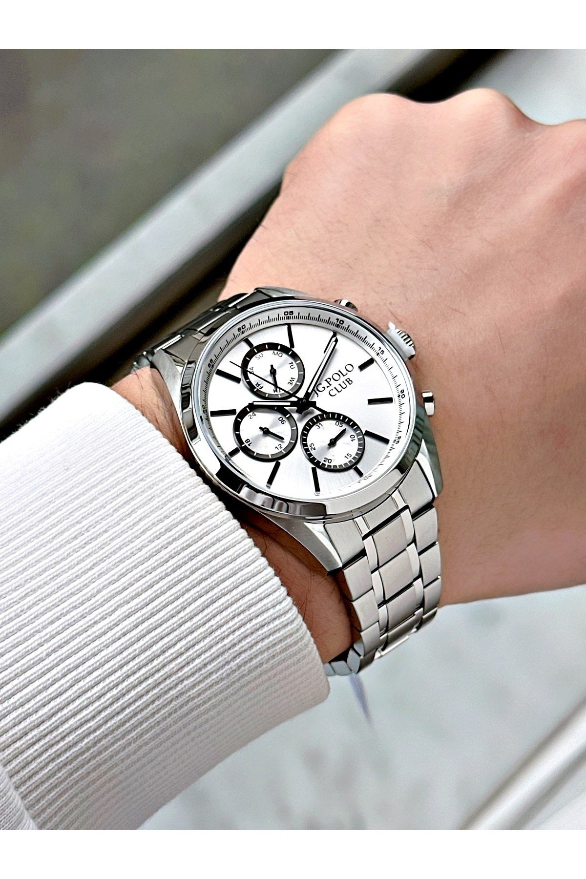 Fonksiyonlu Gümüş Renk Çelik Kordon Erkek Kol Saati 4457MR