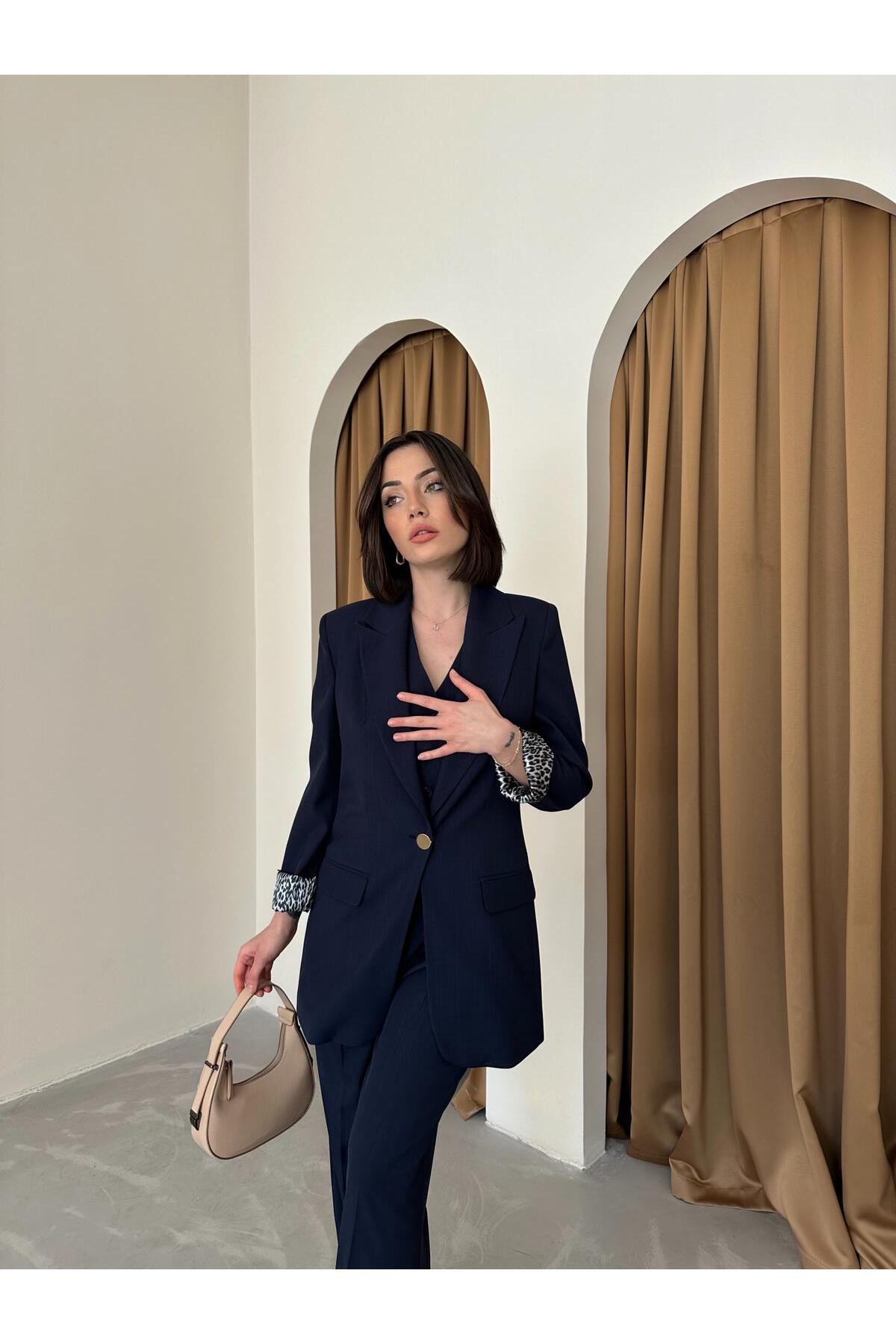 BLAZER CEKET  LEOPAR ASTARLI