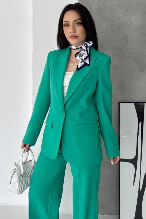 Blazer Takım Elbise Tek Düğme Ceket Pantolon