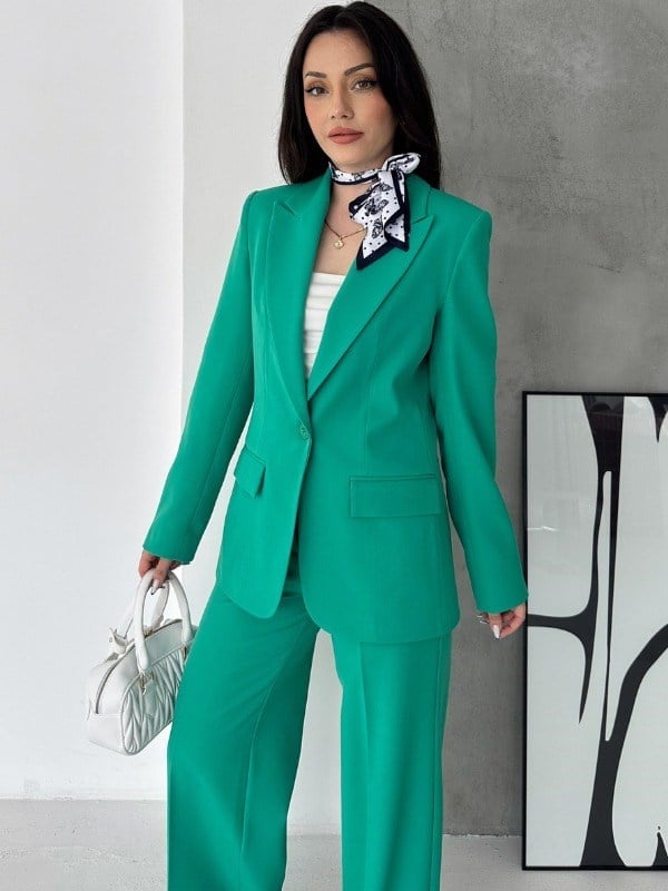 Blazer Takım Elbise Tek Düğme Ceket Pantolon