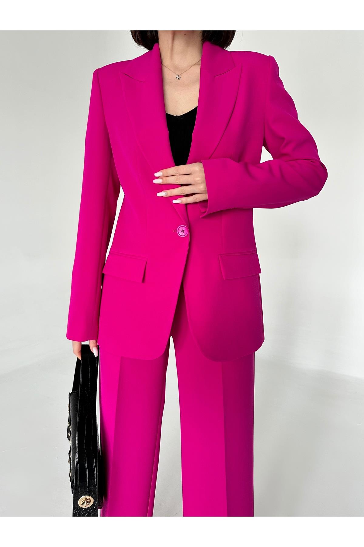 Blazer Takım Elbise Tek Düğme Ceket Pantolon