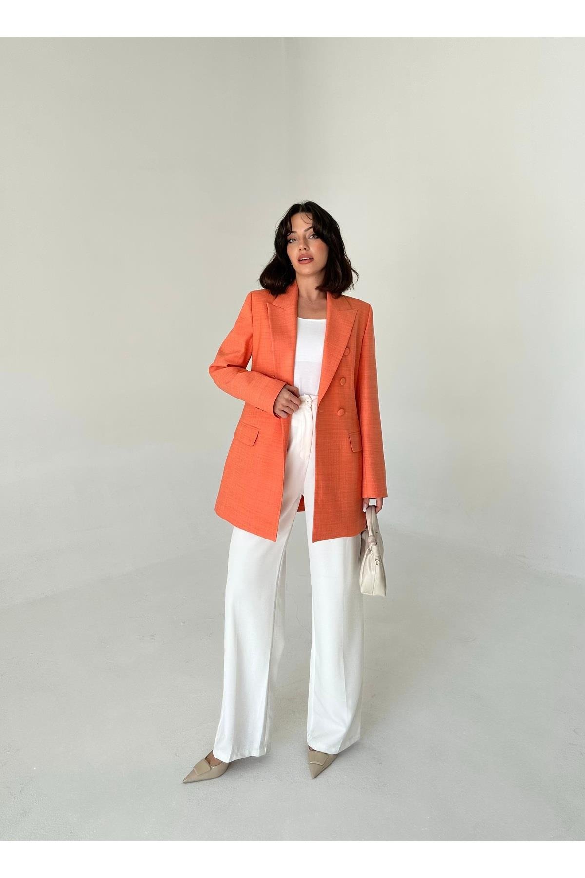 Kaplama Düğmeli uzun Blazer Ceket