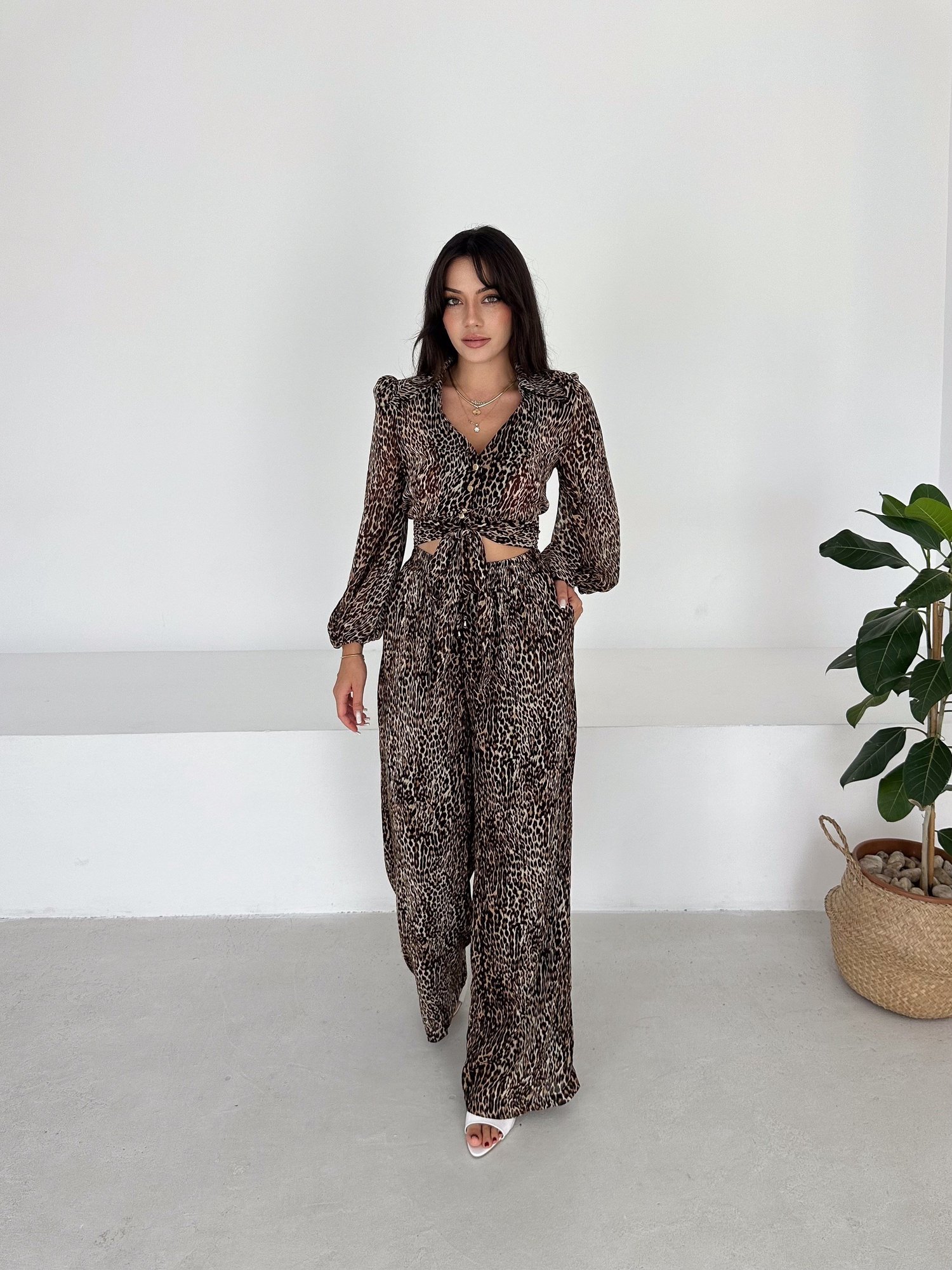 Luna Leopar Şifon İkili Takım