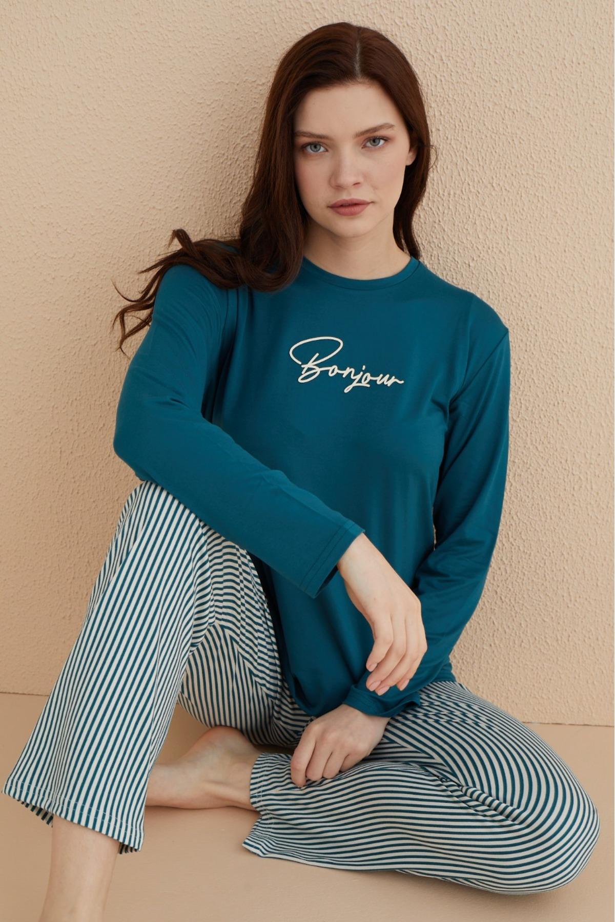 Milan Kadın Pijama Takmı Baskılı Bonjour 50902-17