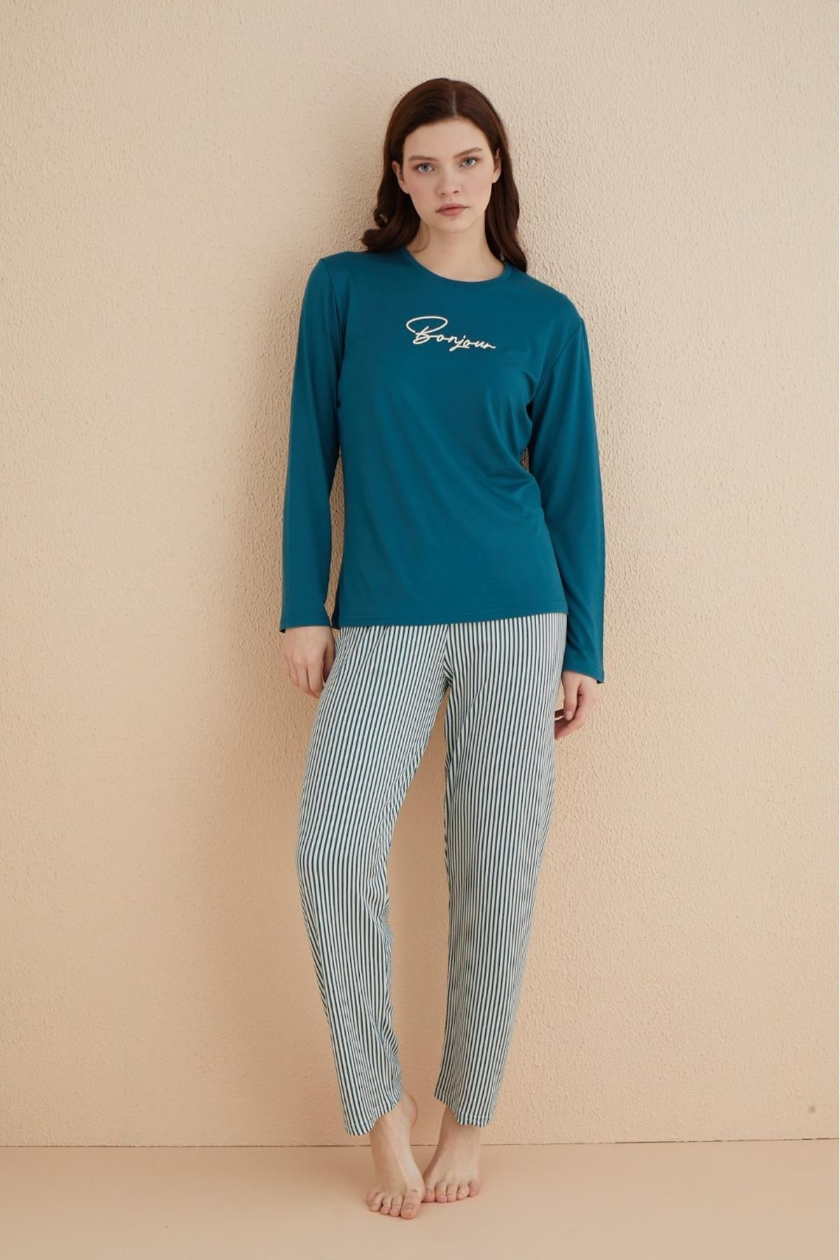 Milan Kadın Pijama Takmı Baskılı Bonjour 50902-17