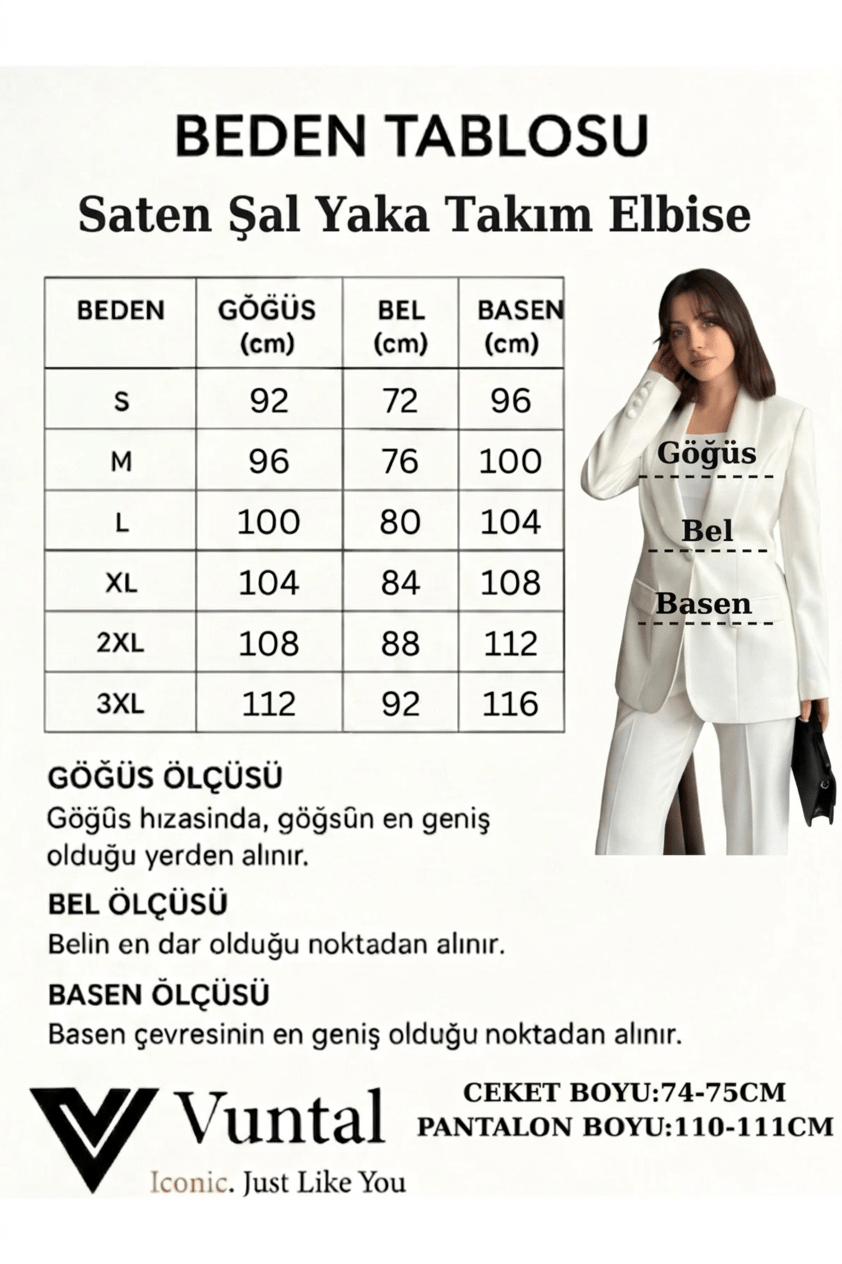 SATEN ŞAL YAKALI İKİLİ TAKIM BLAZER