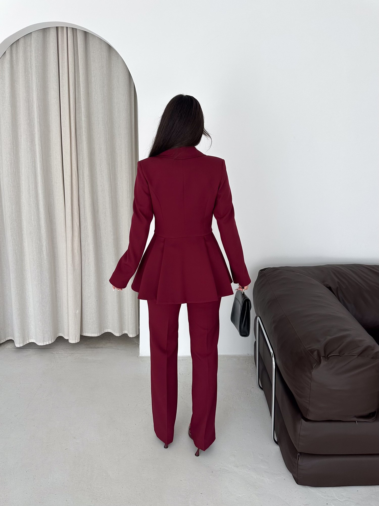 Volanlı Blazer İkili Pantolonlu Takım