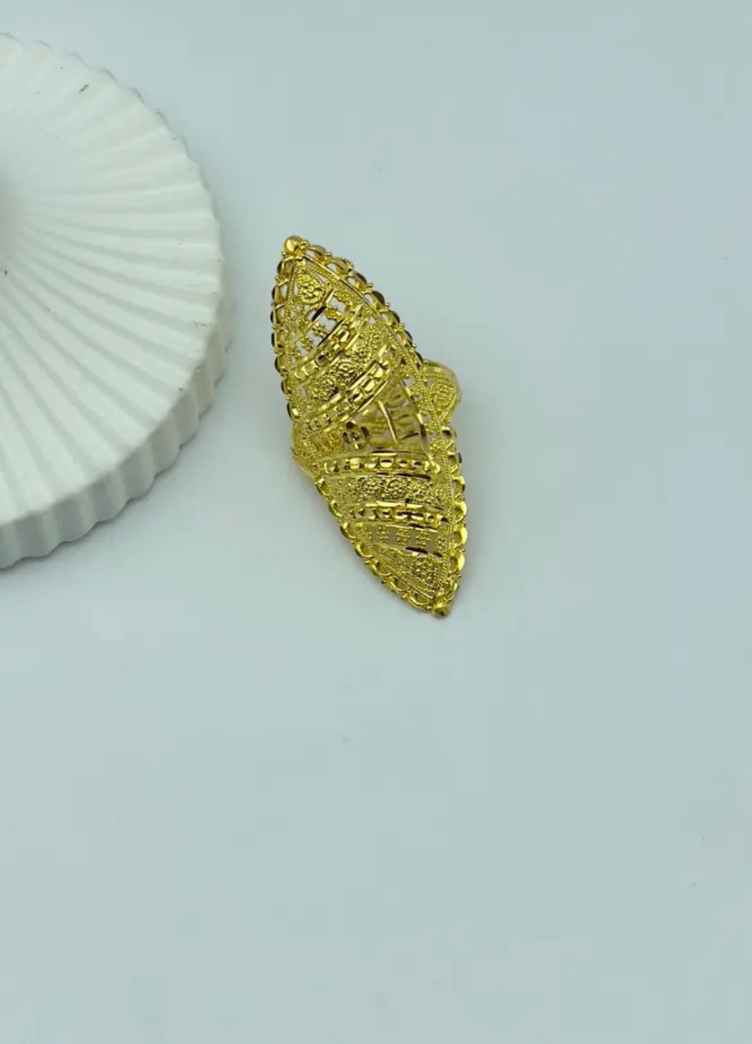 22K Altın Kaplama Hint Yüzük - 2522ky07