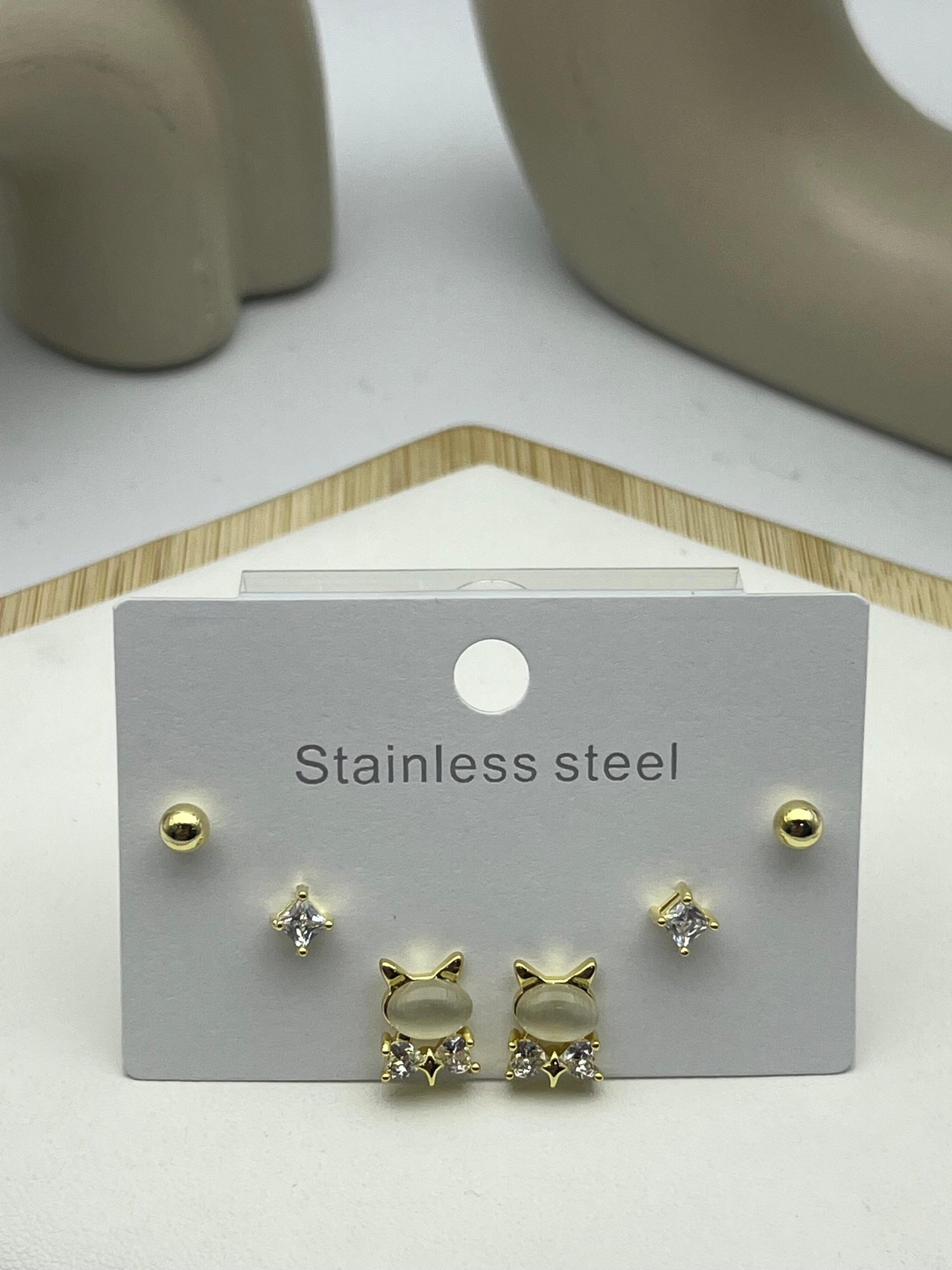 26clk102 - Gold Cat Küpe Kombini