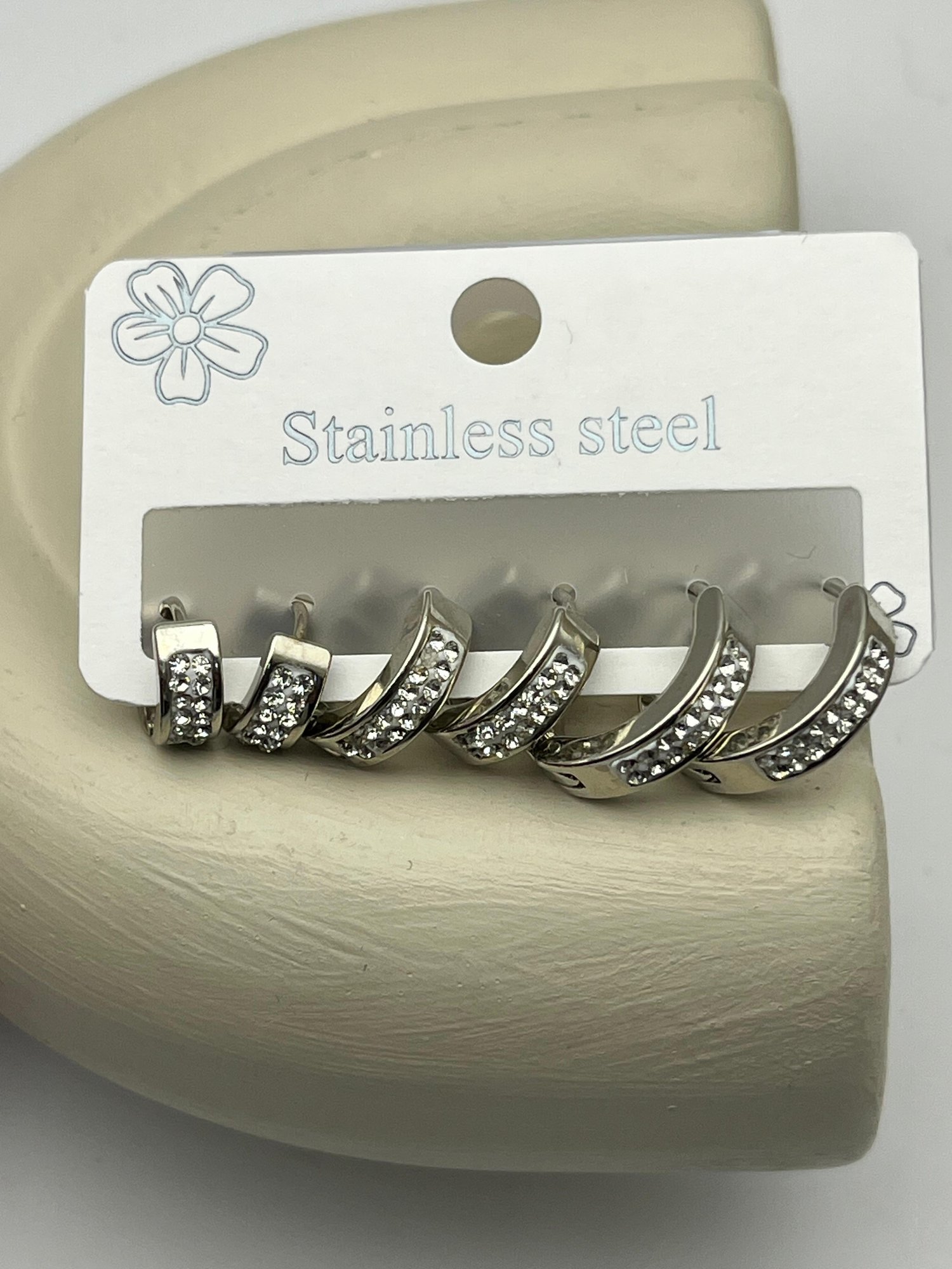 26clk55 Silver Zirkon Taşlı Çelik Küpe Seti