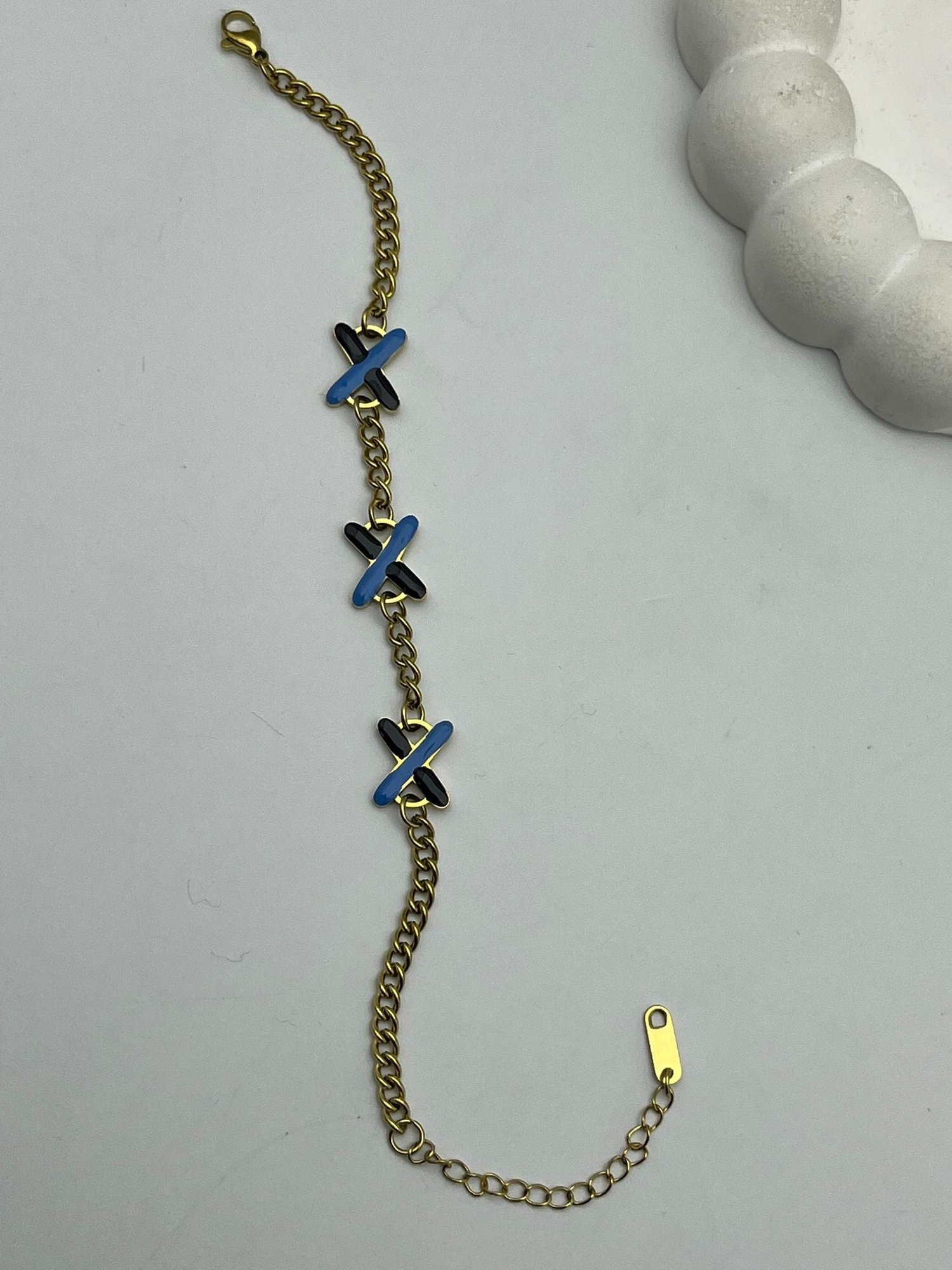 26cmblk11 - CM Mavi Detaylı Çelik Bileklik
