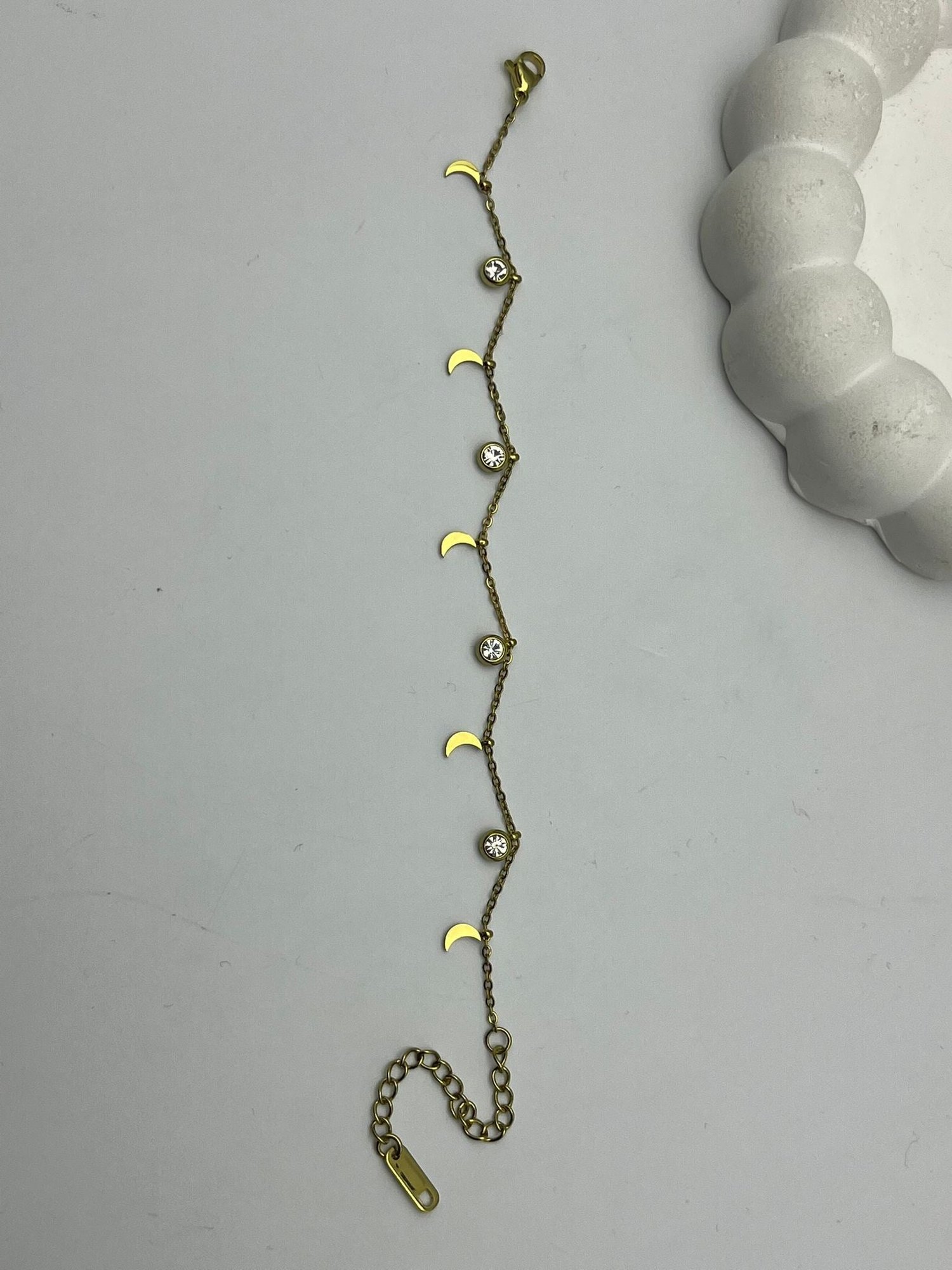 26cmblk19 -CM Ay Detaylı Gold Çelik Bileklik