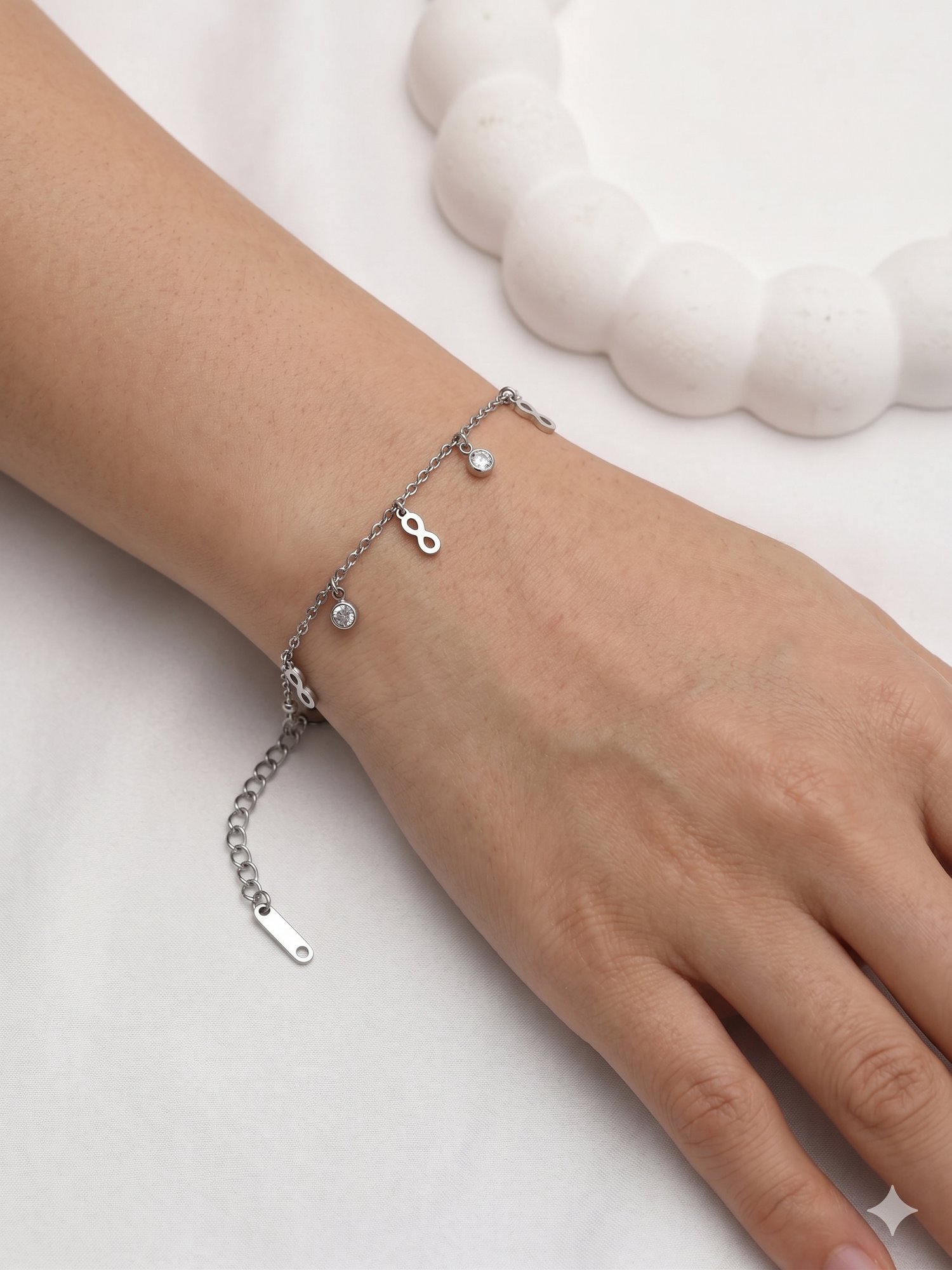 26cmblk41 - CM Sonsuzluk Detaylı Silver Çelik Bileklik