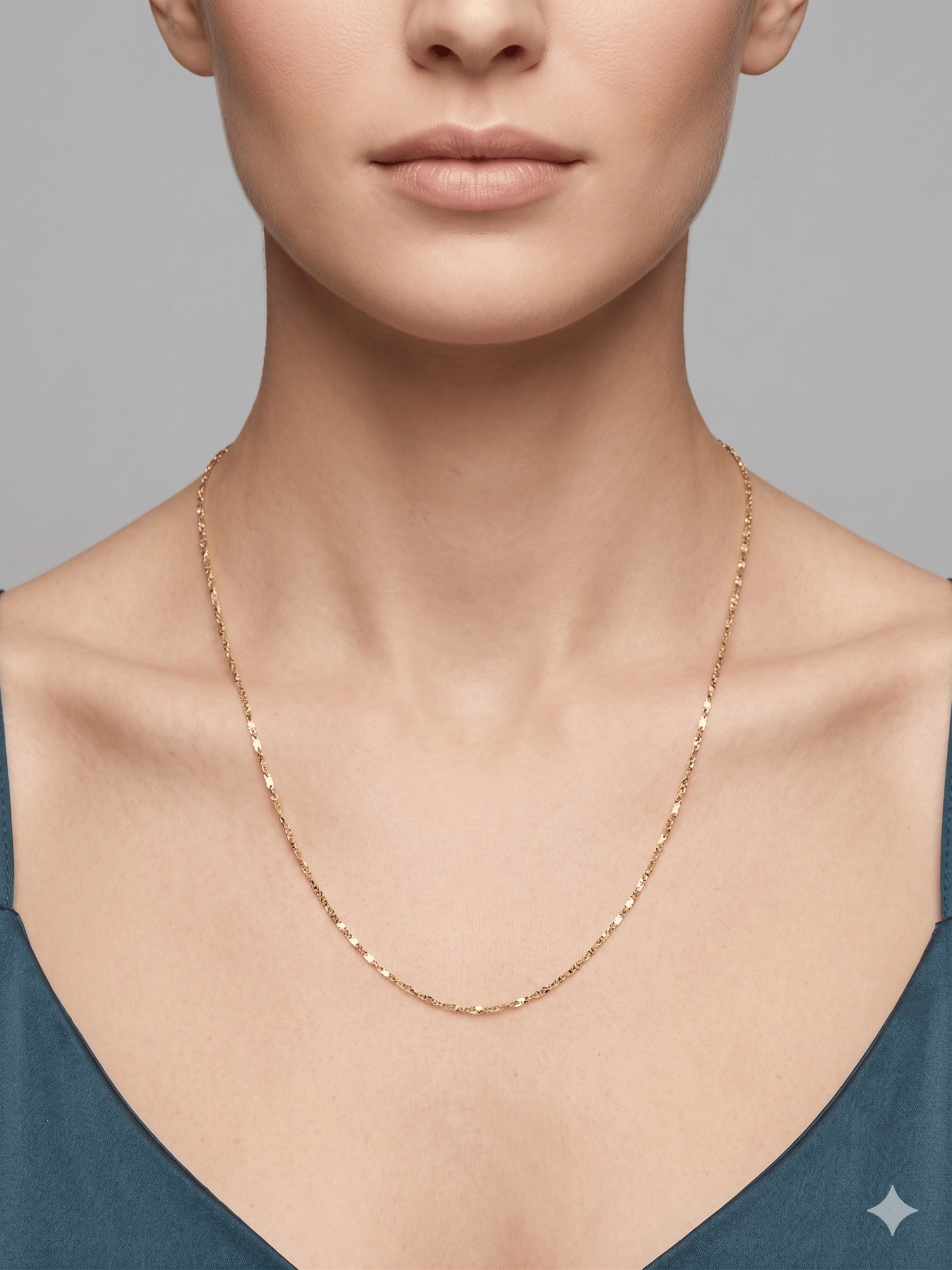 26cmkly11 -CM Işıltılı Kesim Gold Çelik Kolye